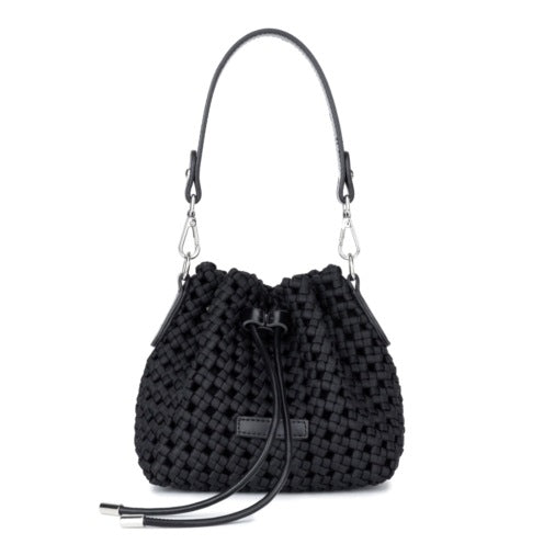 Adorable Silk Woven Bucket Bag