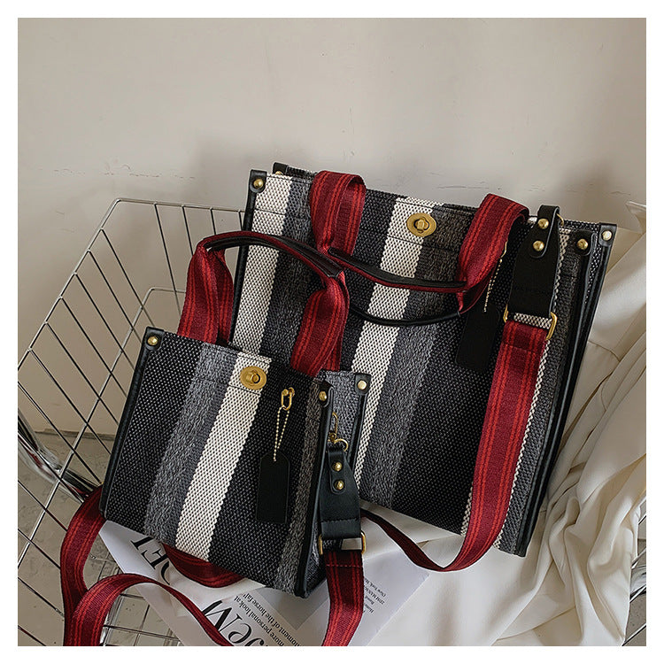 New Stylish Durable Canvas Stripes Tote Bag - 22 Different Colors & Styles!