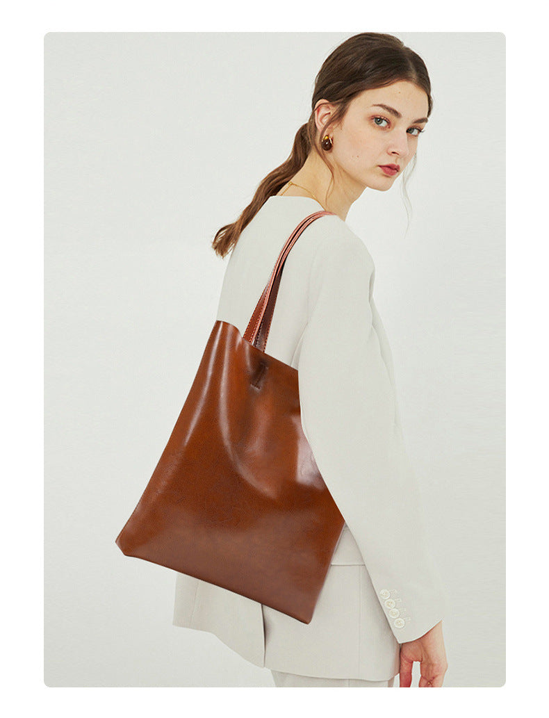 Large Capacity Genuine Leather Tote Bag