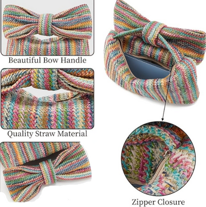Adorable Bow-Shaped Straw Mini Clutch - Style & Charm in One!