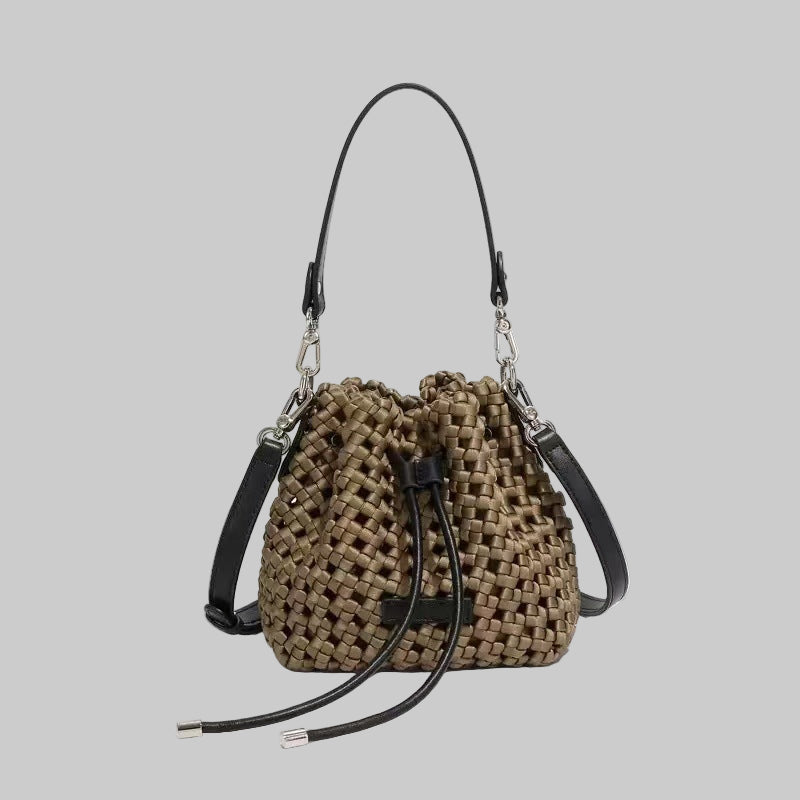 Adorable Silk Woven Bucket Bag
