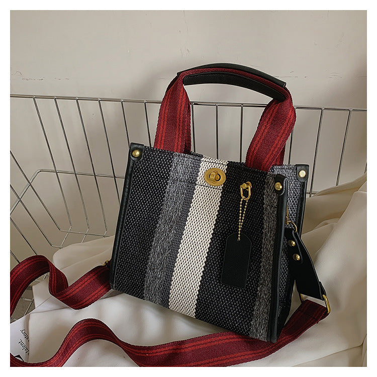 New Stylish Durable Canvas Stripes Tote Bag - 22 Different Colors & Styles!