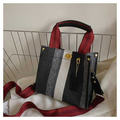 New Stylish Durable Canvas Stripes Tote Bag - 22 Different Colors & Styles!