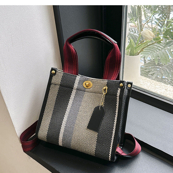 New Stylish Durable Canvas Stripes Tote Bag - 22 Different Colors & Styles!