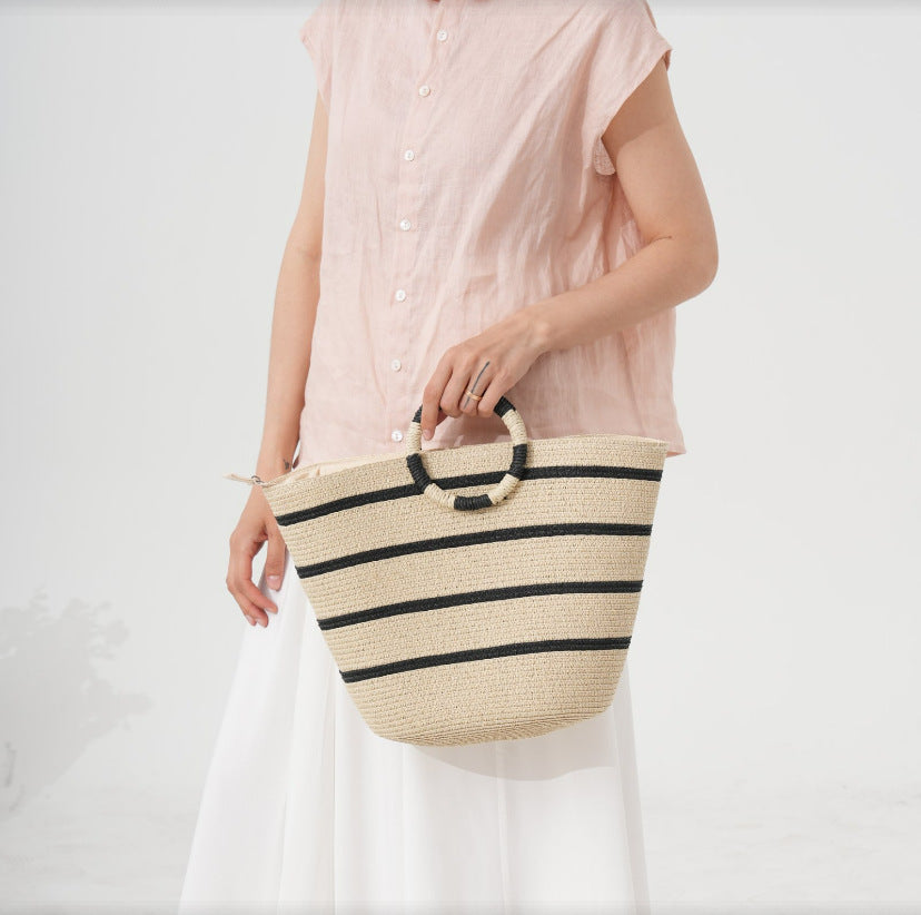 Chic and Charming Straw Woven Tote Bag