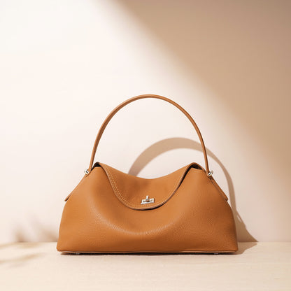 2025 spring new shoulder messenger bag handbag advanced simple fashion all-match bag first layer cowhide genuine leather