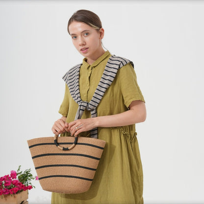 Chic and Charming Straw Woven Tote Bag