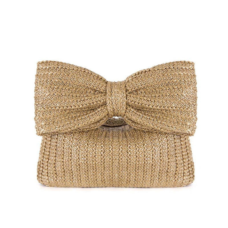 Adorable Bow-Shaped Straw Mini Clutch - Style & Charm in One!