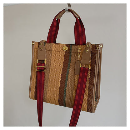 New Stylish Durable Canvas Stripes Tote Bag - 22 Different Colors & Styles!