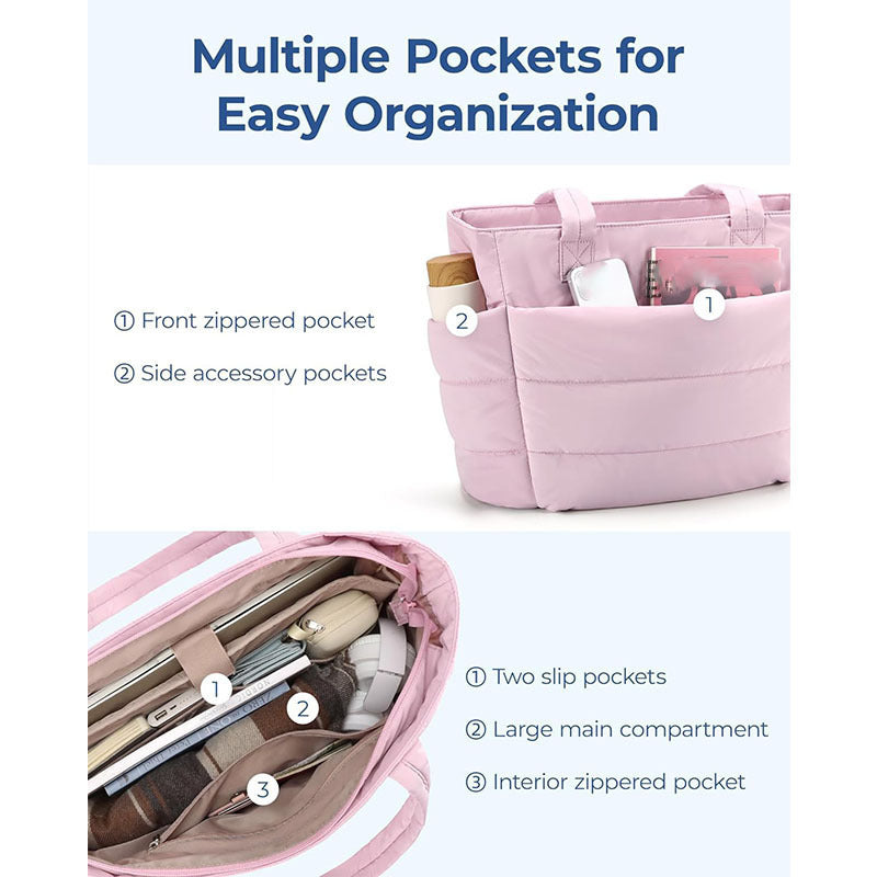 Quilted Puffy Bubble Tote Bag for Travel & Work