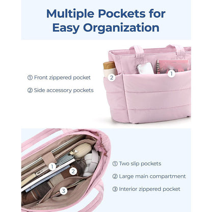 Quilted Puffy Bubble Tote Bag for Travel & Work