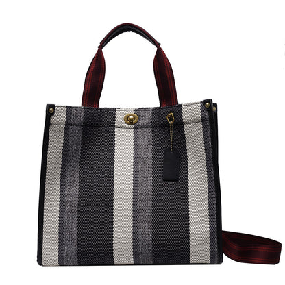 New Stylish Durable Canvas Stripes Tote Bag - 22 Different Colors & Styles!