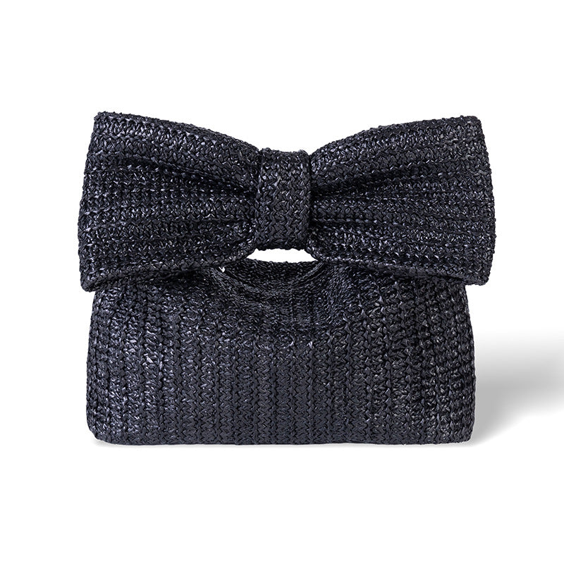 Adorable Bow-Shaped Straw Mini Clutch - Style & Charm in One!