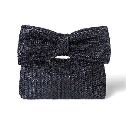 Adorable Bow-Shaped Straw Mini Clutch - Style & Charm in One!
