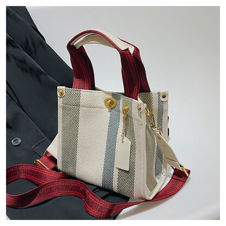 New Stylish Durable Canvas Stripes Tote Bag - 22 Different Colors & Styles!