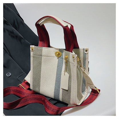 New Stylish Durable Canvas Stripes Tote Bag - 22 Different Colors & Styles!