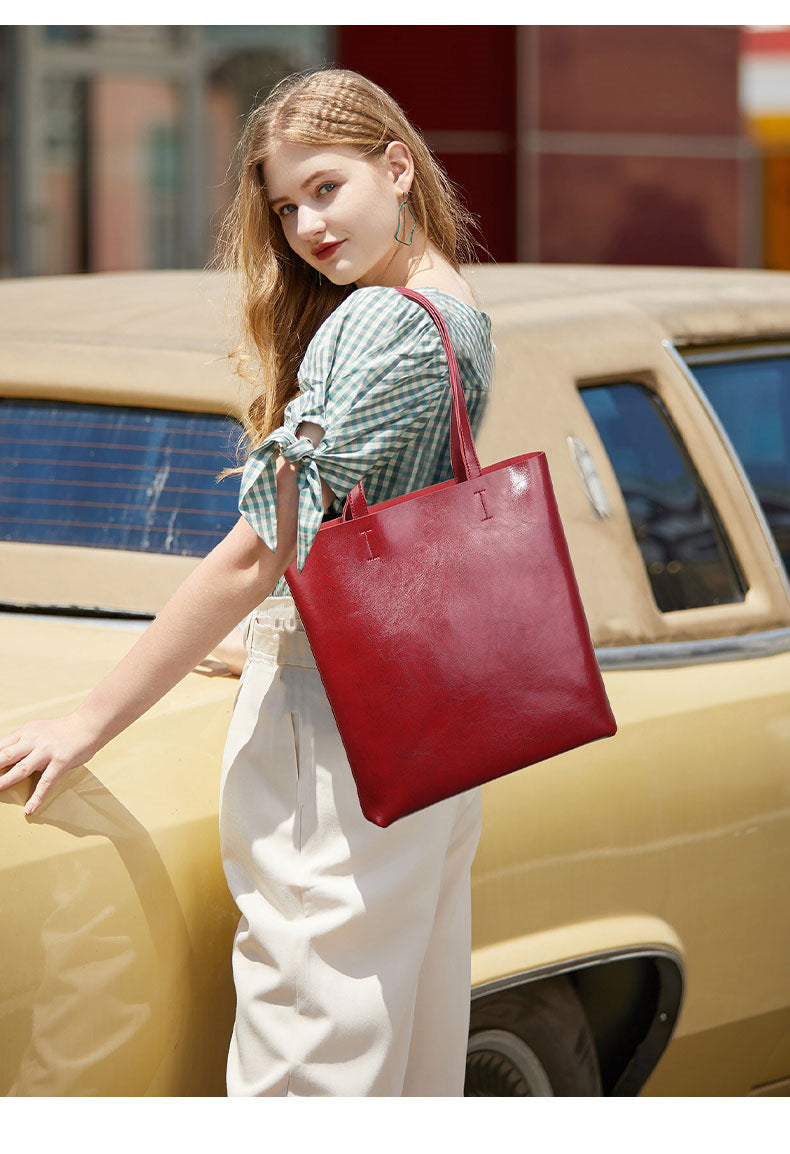 Large Capacity Genuine Leather Tote Bag