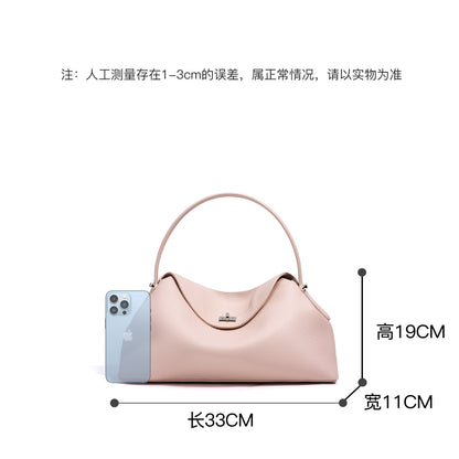2025 spring new shoulder messenger bag handbag advanced simple fashion all-match bag first layer cowhide genuine leather