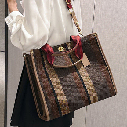 New Stylish Durable Canvas Stripes Tote Bag - 22 Different Colors & Styles!