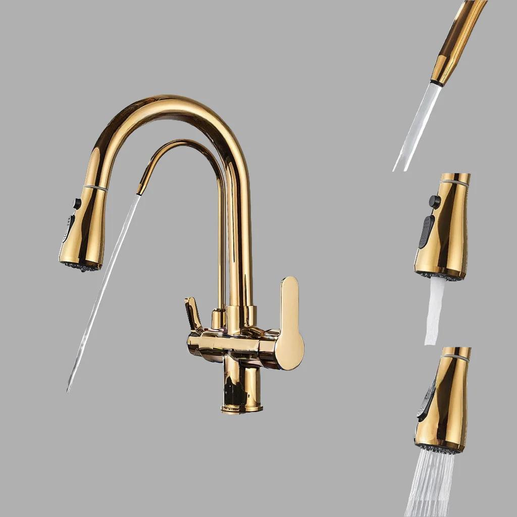 Kitchen Double-use Faucet ( hot and cold / dual-outlet / water purifier / three-in-one / pull-out )