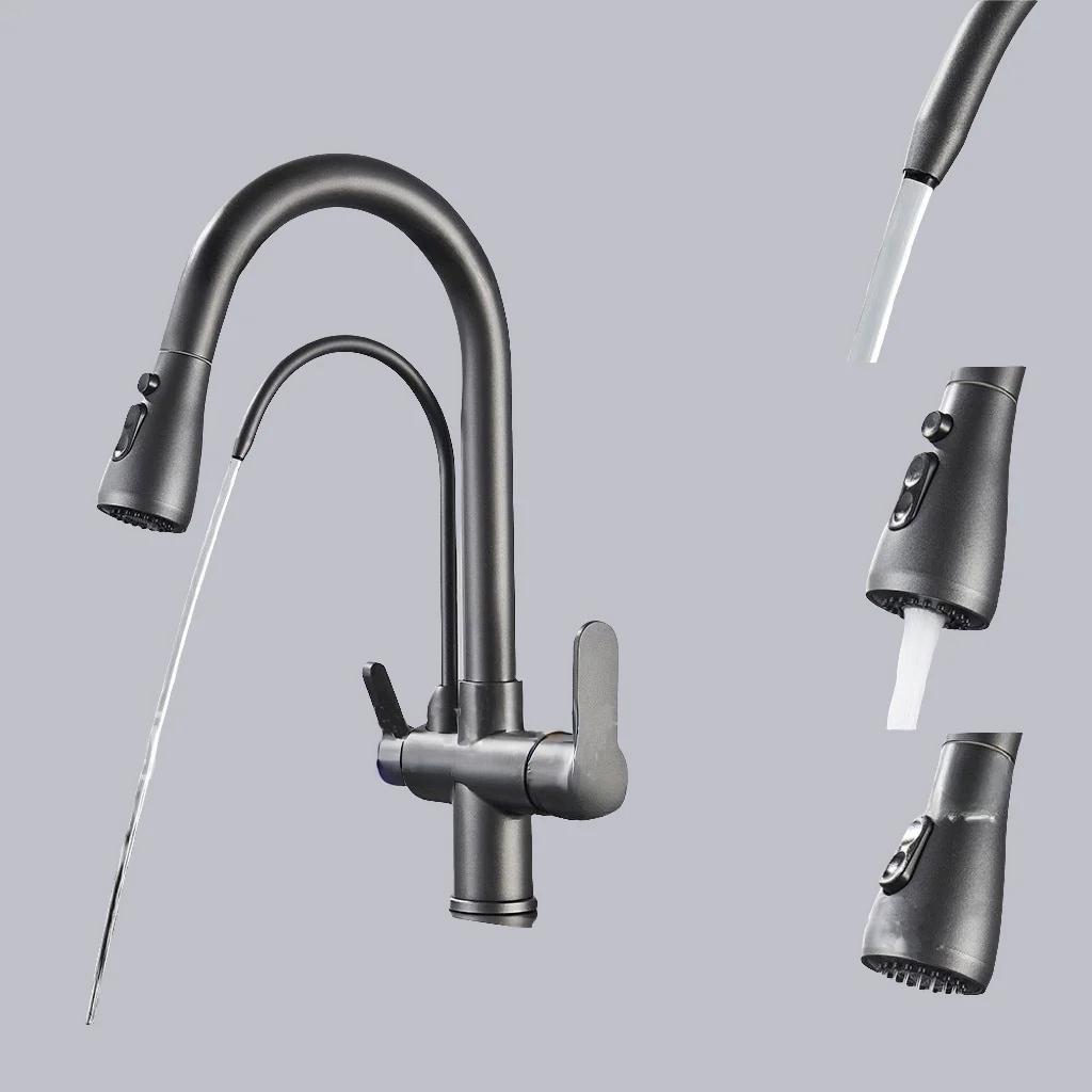 Kitchen Double-use Faucet ( hot and cold / dual-outlet / water purifier / three-in-one / pull-out )